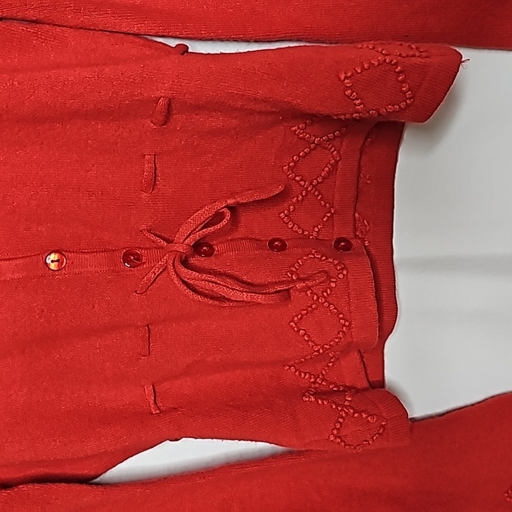 Anthropologie Ago e Filo red cardigan embroidered sweater sz XS - Picture 2 of 5